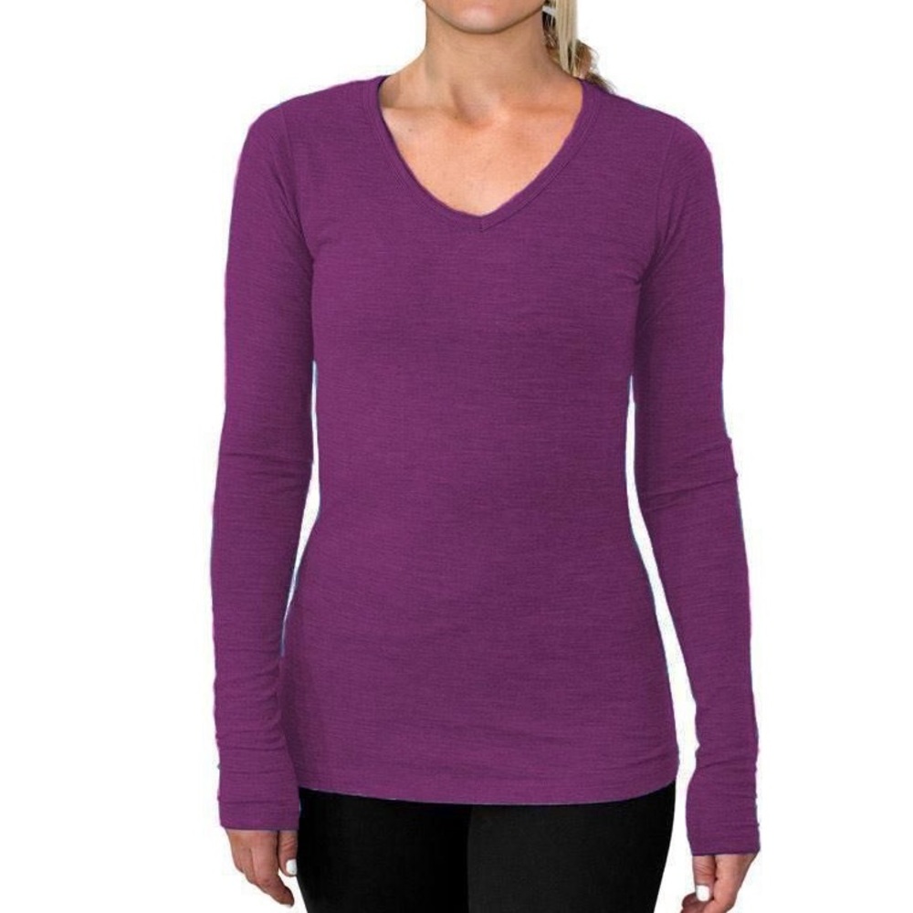 Woolx Wool Layla V Neck long sleeve tshirt 1X purple
